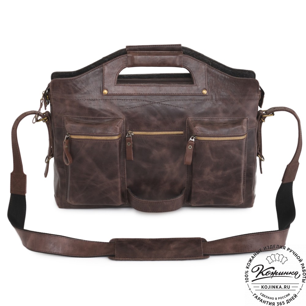  Универсальный кожаный портфель "Диего" (темно-коричневый антик) 